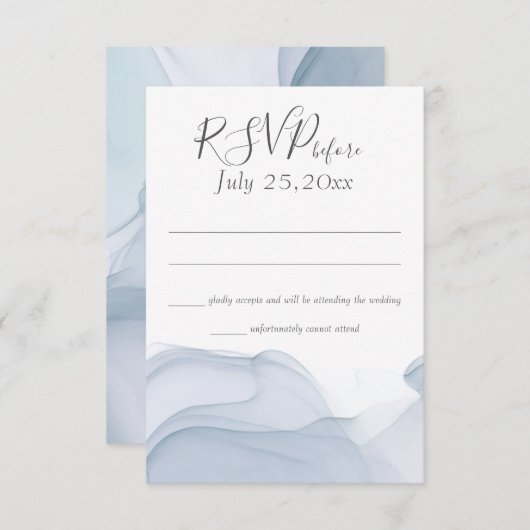Waterverf Motion Blue Wedding Reactie Kaart (Voorkant / Achterkant)