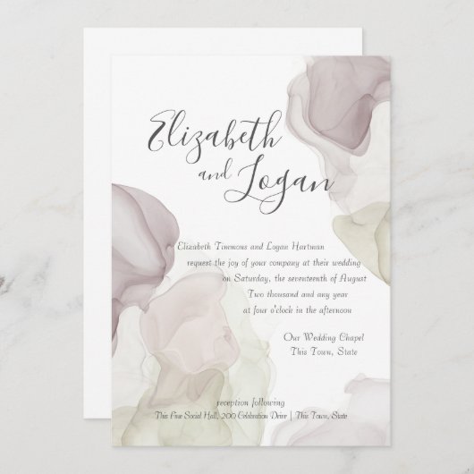 Waterverf Motion Wedding Kaart (Voorkant / Achterkant)