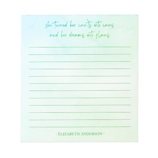  Waterverf Motivatie het Notitieblok van de Naam v (Voorkant)