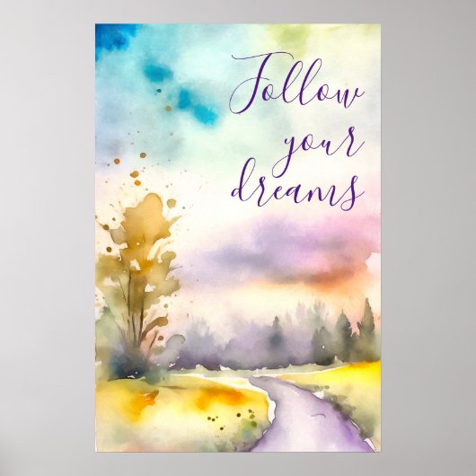 Waterverf Motivatie Poster Print Wall Art (Voorkant)