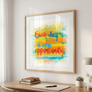 Waterverf Motiverende Quote Nieuwe Kans Poster