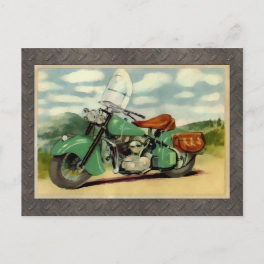 Waterverf  motorfiets briefkaart (Voorkant)