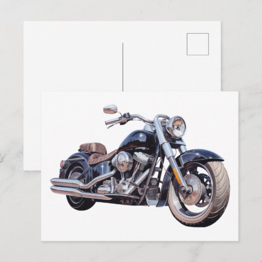 Waterverf motorfiets briefkaart (Voorkant / Achterkant)