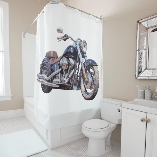 Waterverf motorfiets douchegordijn (In situ)