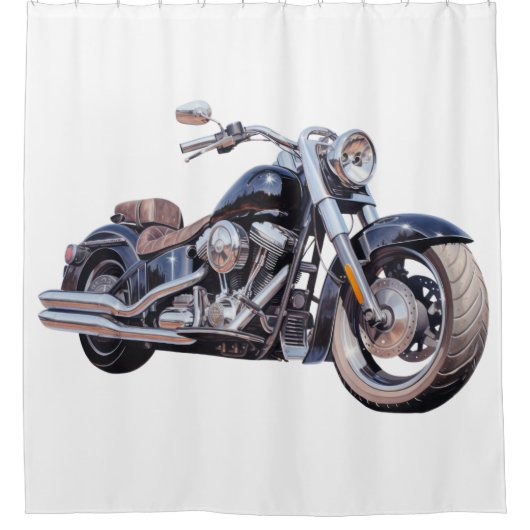 Waterverf motorfiets douchegordijn (Voorkant)