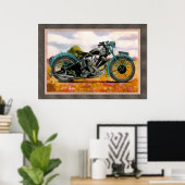 Waterverf  motorfiets poster (Thuiskantoor)