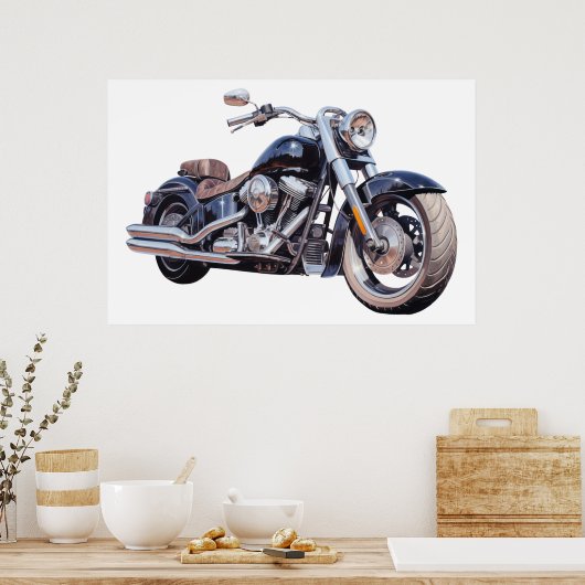 Waterverf motorfiets poster (Keuken)