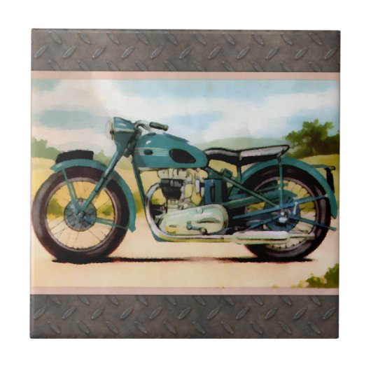 Waterverf  motorfiets tegeltje (Voorkant)