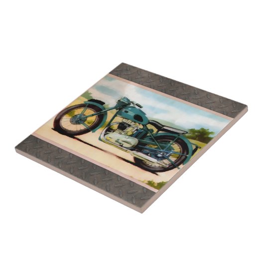 Waterverf  motorfiets tegeltje (Zijkant)