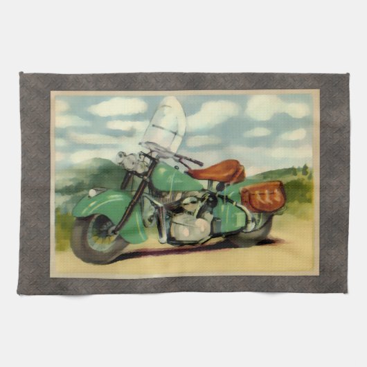 Waterverf  motorfiets theedoek (Horizontaal)