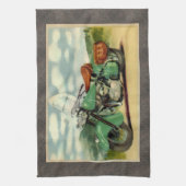 Waterverf  motorfiets theedoek (Verticaal)