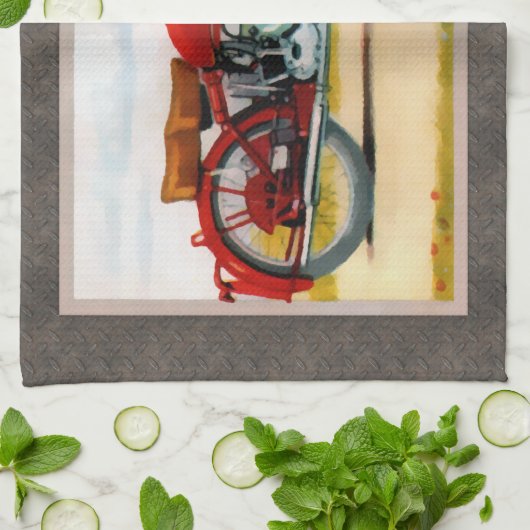 Waterverf  motorfiets theedoek (Gevouwen)