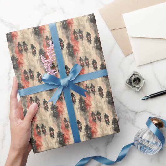 Waterverf motorfietsen, bikers, racen, motorfietse cadeaupapier (Geschenken)