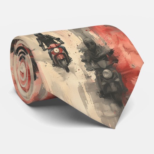 Waterverf motorfietsen, bikers, racen, motorfietse stropdas (Opgerold)