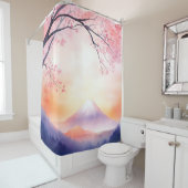 Waterverf Mount Fuji Dusk Japanse stijl Douchegordijn (In situ)