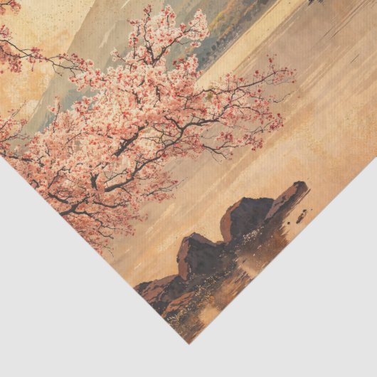  Waterverf Mount Fuji Tissuepapier (Detail)