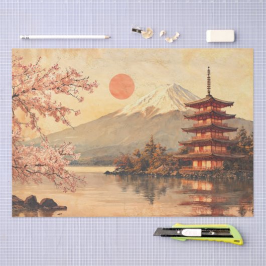  Waterverf Mount Fuji Tissuepapier (Craft)