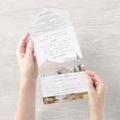 Waterverf Mountain Alles in een bruiloft uitnodigi All In One Uitnodiging (Afscheurbaar)