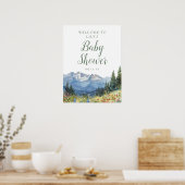Waterverf Mountain Baby shower Welkomstbord Poster (Keuken)