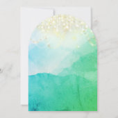 Waterverf Mountain Blue Green Gold Fairy Lights Kaart (Achterkant)