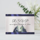 Waterverf Mountain & Blue Ribbon RSVP Kaartje (Staand voorkant)