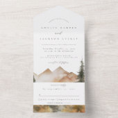 Waterverf Mountain bruiloft alles in één uitnodigi All In One Uitnodiging (Binnen)