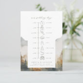 Waterverf Mountain bruiloft tijdlijn met pictogram Informatiekaartje (Staand voorkant)