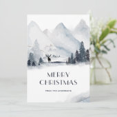 Waterverf Mountain Deer Snowflake-kerstkaarten Feestdagenkaart (Staand voorkant)