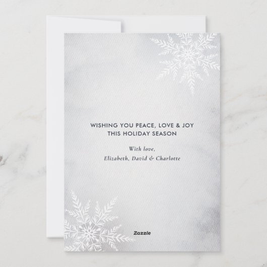 Waterverf Mountain Deer Snowflake-kerstkaarten Feestdagenkaart (Achterkant)