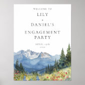 Waterverf Mountain Engagement Party Welkomstbord Poster (Voorkant)
