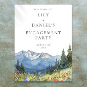 Waterverf Mountain Engagement Party Welkomstbord Poster
