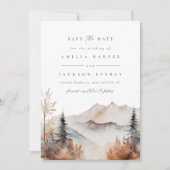 Waterverf Mountain Fall Bruiloft Save The Date Kaart (Voorkant)