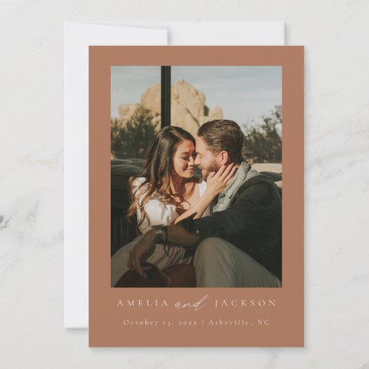 Waterverf Mountain Fall Bruiloft Save The Date Kaart (Achterkant)