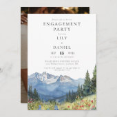 Waterverf Mountain Flowers Fotoverlovingsfeest Kaart (Voorkant / Achterkant)