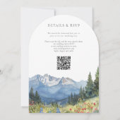 Waterverf Mountain Flowers QR Code Wedding Arch Kaart (Achterkant)