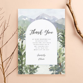 Waterverf Mountain Forest Arch Baby shower Bedankkaart