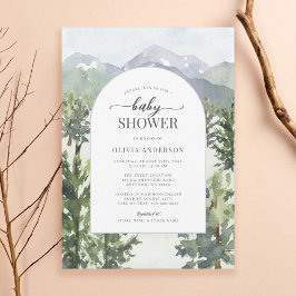 Waterverf Mountain Forest Arch Baby shower Kaart