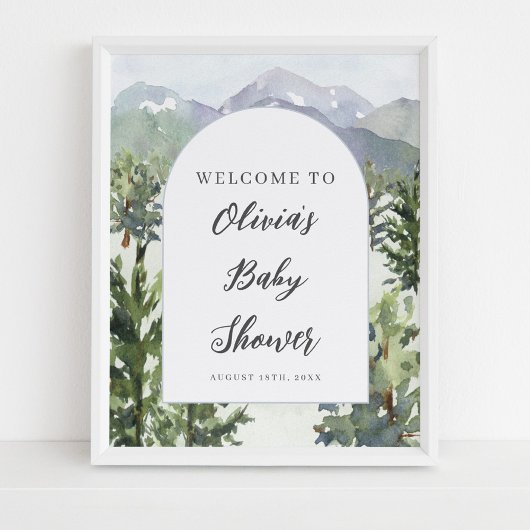 Waterverf Mountain Forest Arch Baby shower Poster