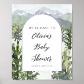 Waterverf Mountain Forest Arch Baby shower Poster (Voorkant)