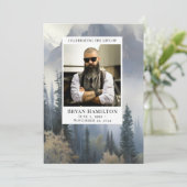 Waterverf Mountain Forest begrafenisprogramma Kaart (Staand voorkant)