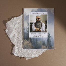 Waterverf Mountain Forest begrafenisprogramma Kaart