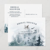 Waterverf Mountain Forest Owl Vrijgezellenfeest Uitnodiging Briefkaart (Voorkant / Achterkant)