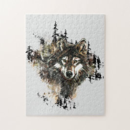 Waterverf Mountain Gray Wolf Legpuzzel