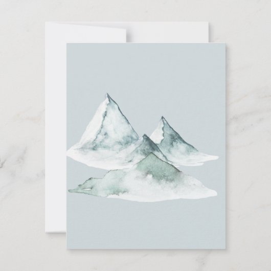 Waterverf Mountain Green en White Winter Bruiloft Bedankkaart (Achterkant)