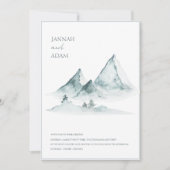 Waterverf Mountain Green en White Winter Bruiloft Kaart (Voorkant)