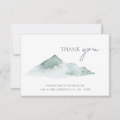 Waterverf Mountain Green Winter Bruiloft Bedankkaart (Voorkant)