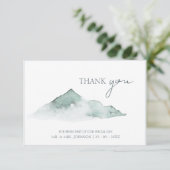 Waterverf Mountain Green Winter Bruiloft Bedankkaart (Staand voorkant)