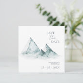 Waterverf Mountain Green Winter Bruiloft Save The Date (Staand voorkant)