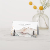 Waterverf Mountain Herfst Outdoor bruiloft Plaatskaartje (Voorkant)