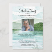 Waterverf Mountain Lake Celebration of Life Foto Kaart (Voorkant)